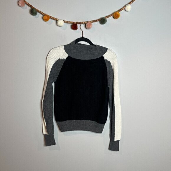 525 America color block greyscale mock neck sweater - Picture 1 of 5